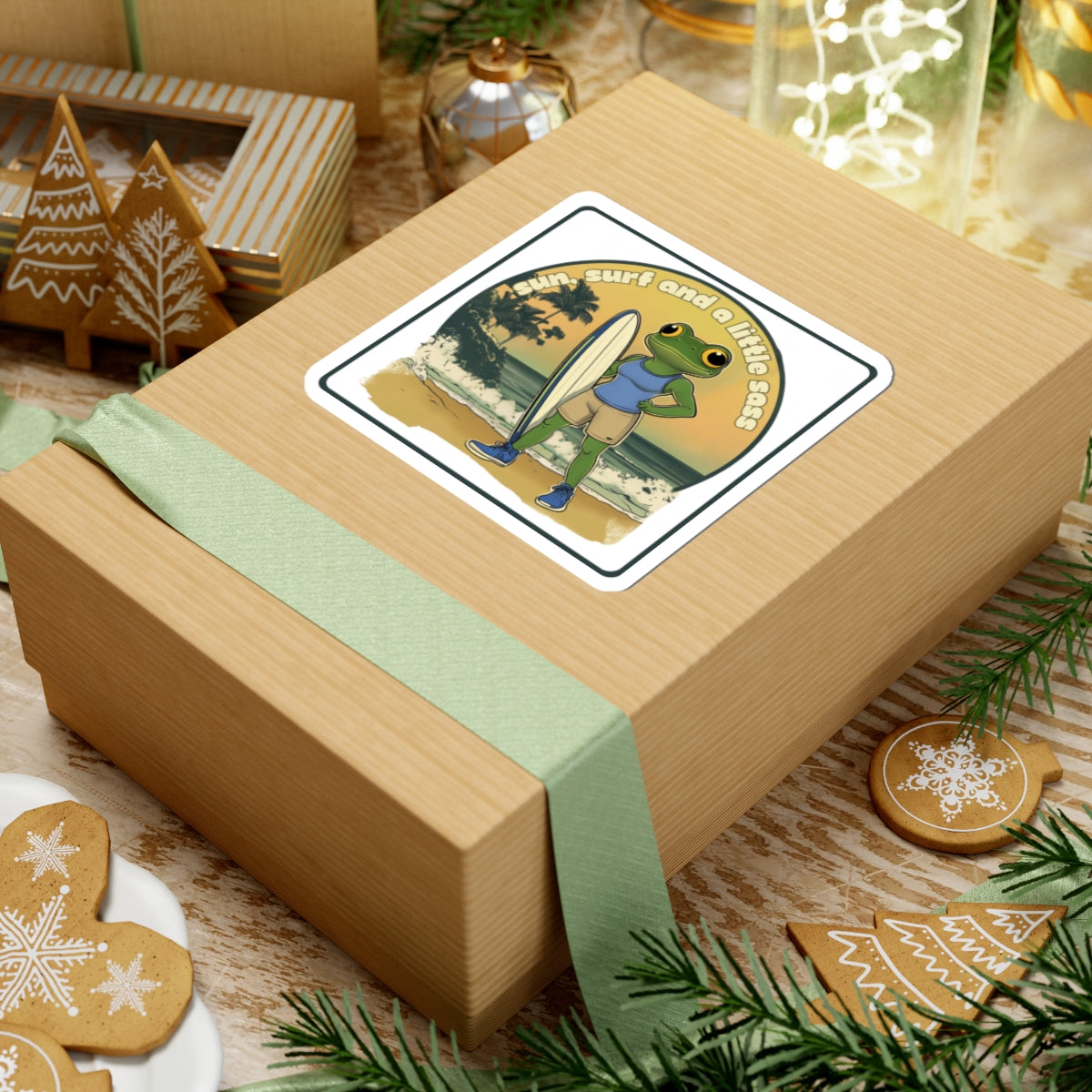 “Sun, surf and a little sass” Kiss-Cut Sticker