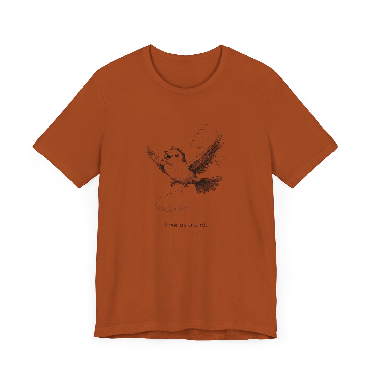 “Free as a bird.” Unisex Line Drawing Graphic T-Shirt