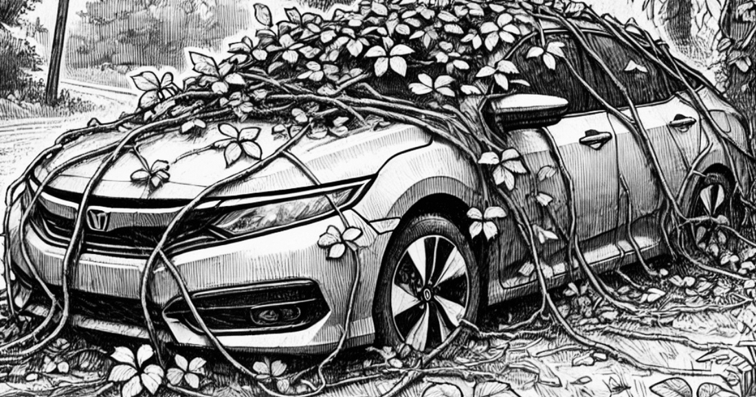 Kudzu gobbles up a car that’s been sitting for too long