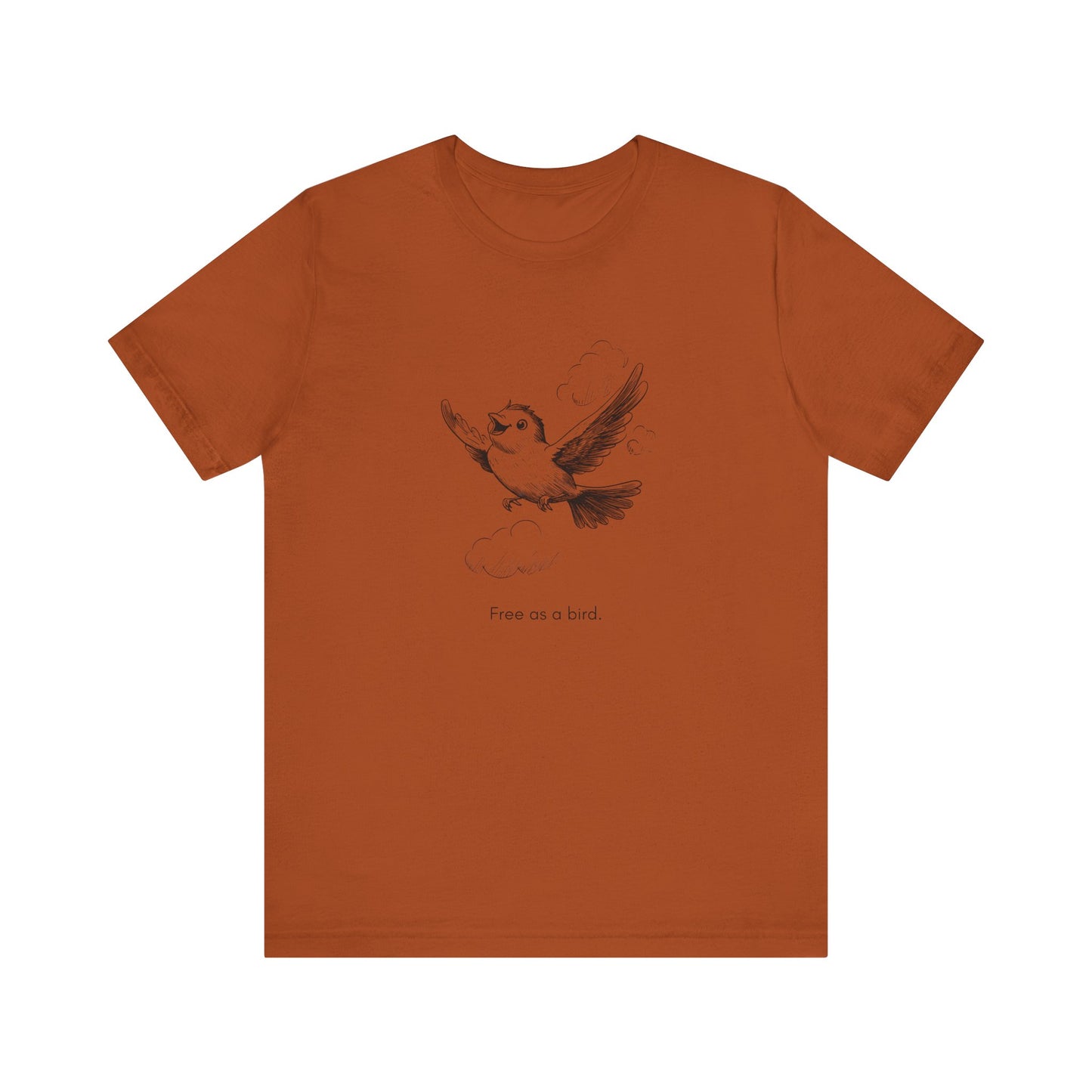 “Free as a bird.” Unisex Line Drawing Graphic T-Shirt