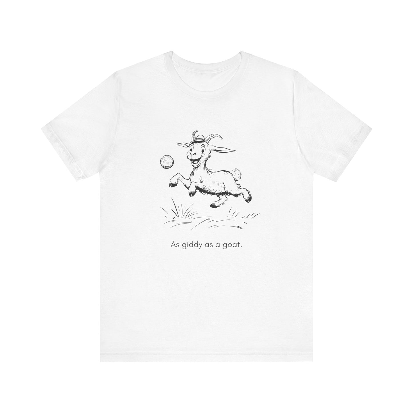 “As giddy as a goat.” Unisex Line Drawing Graphic T-Shirt