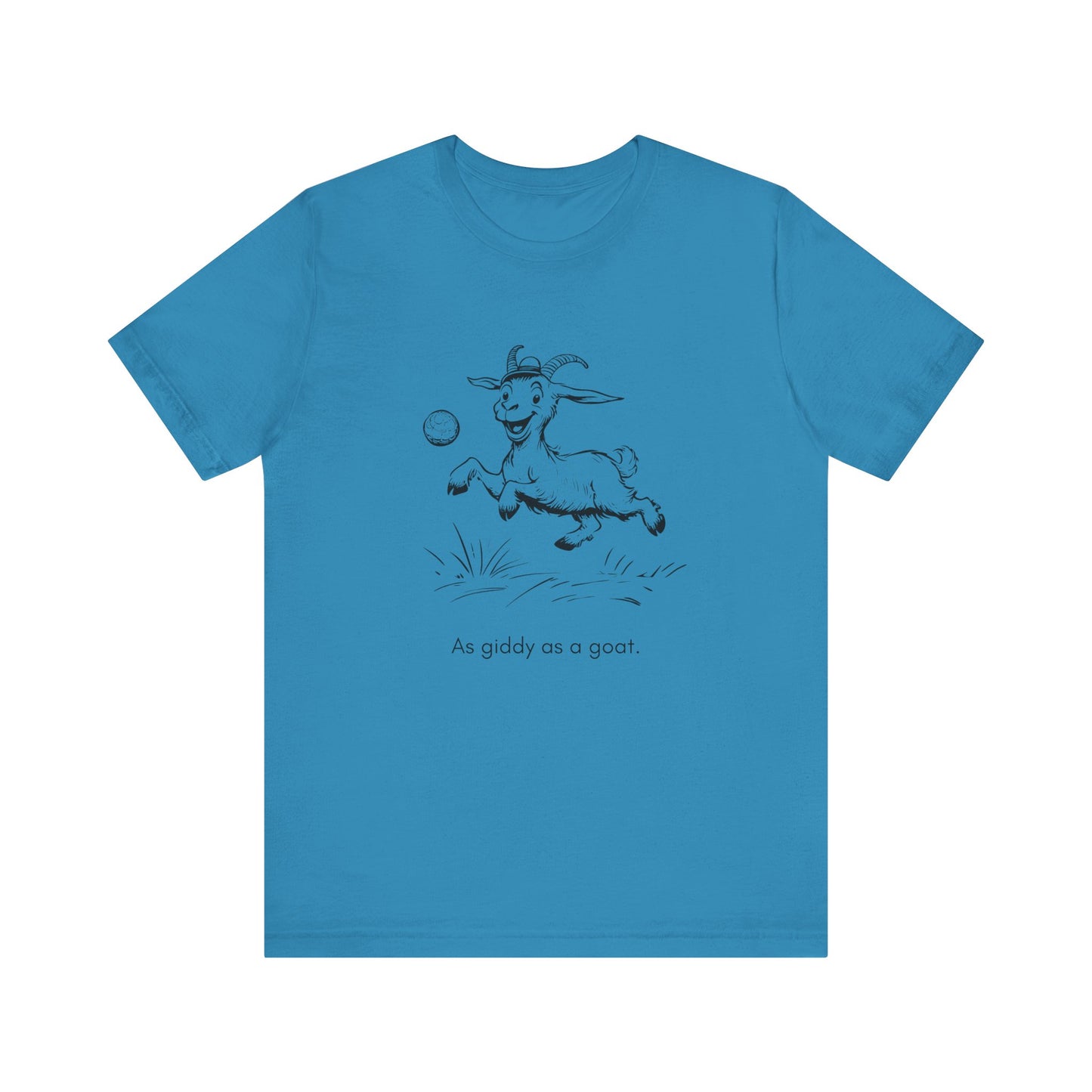 “As giddy as a goat.” Unisex Line Drawing Graphic T-Shirt