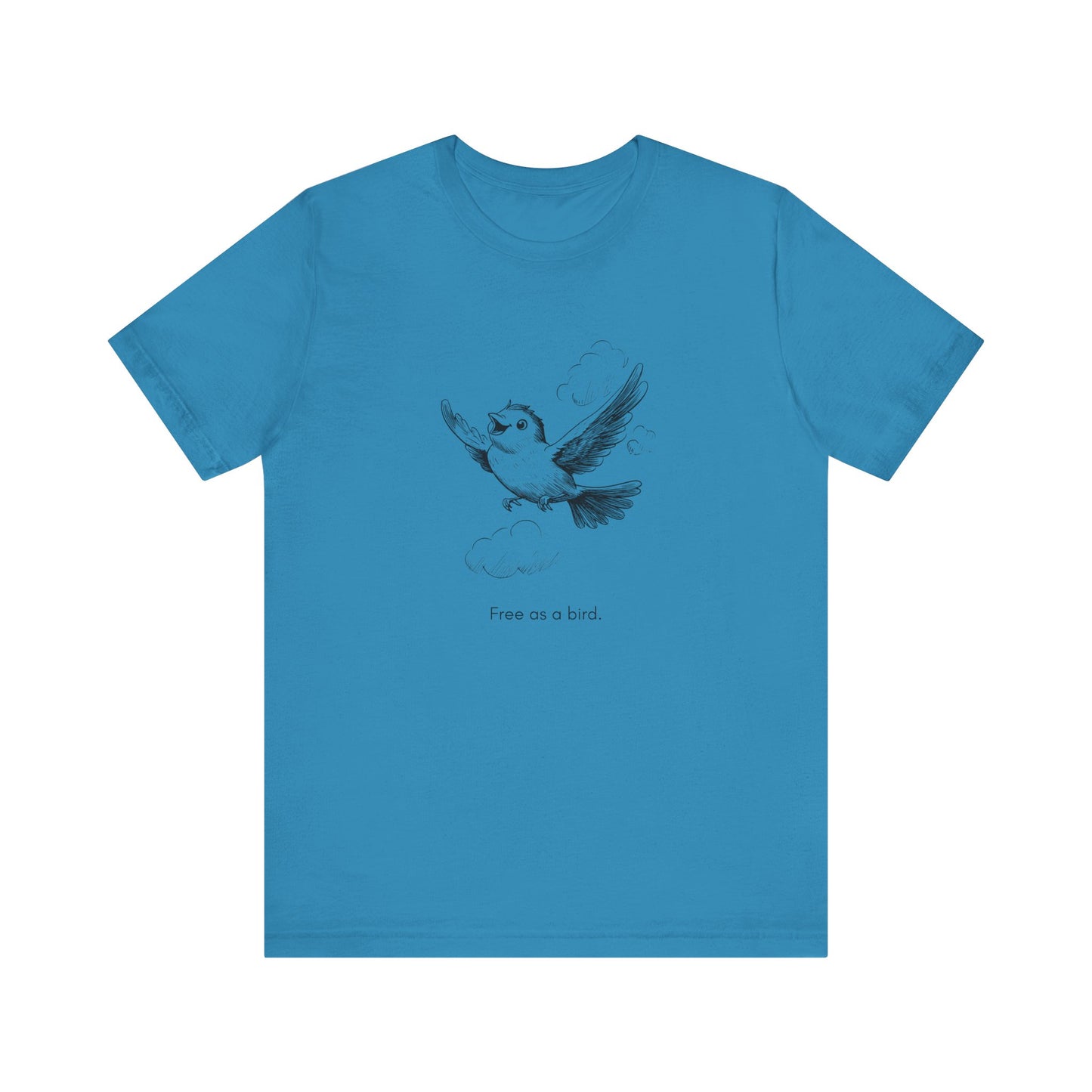 “Free as a bird.” Unisex Line Drawing Graphic T-Shirt