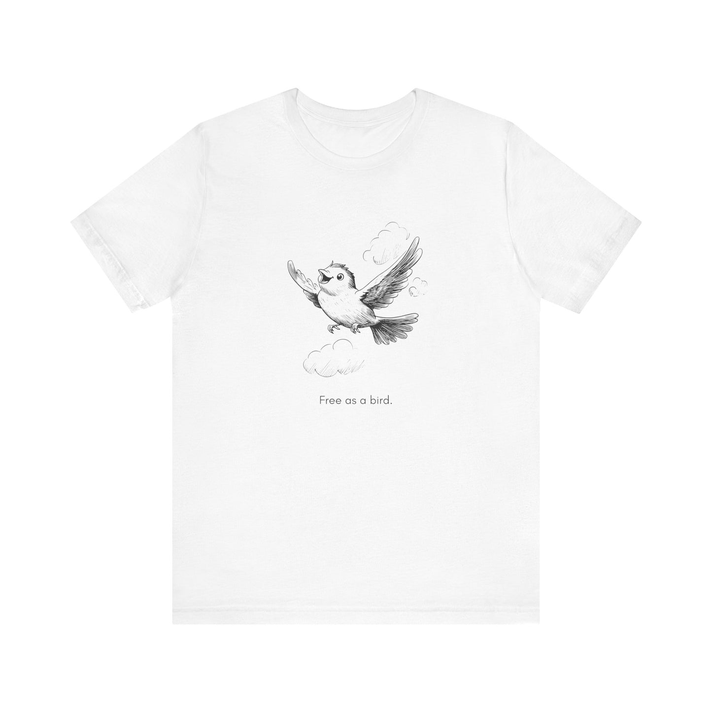 “Free as a bird.” Unisex Line Drawing Graphic T-Shirt