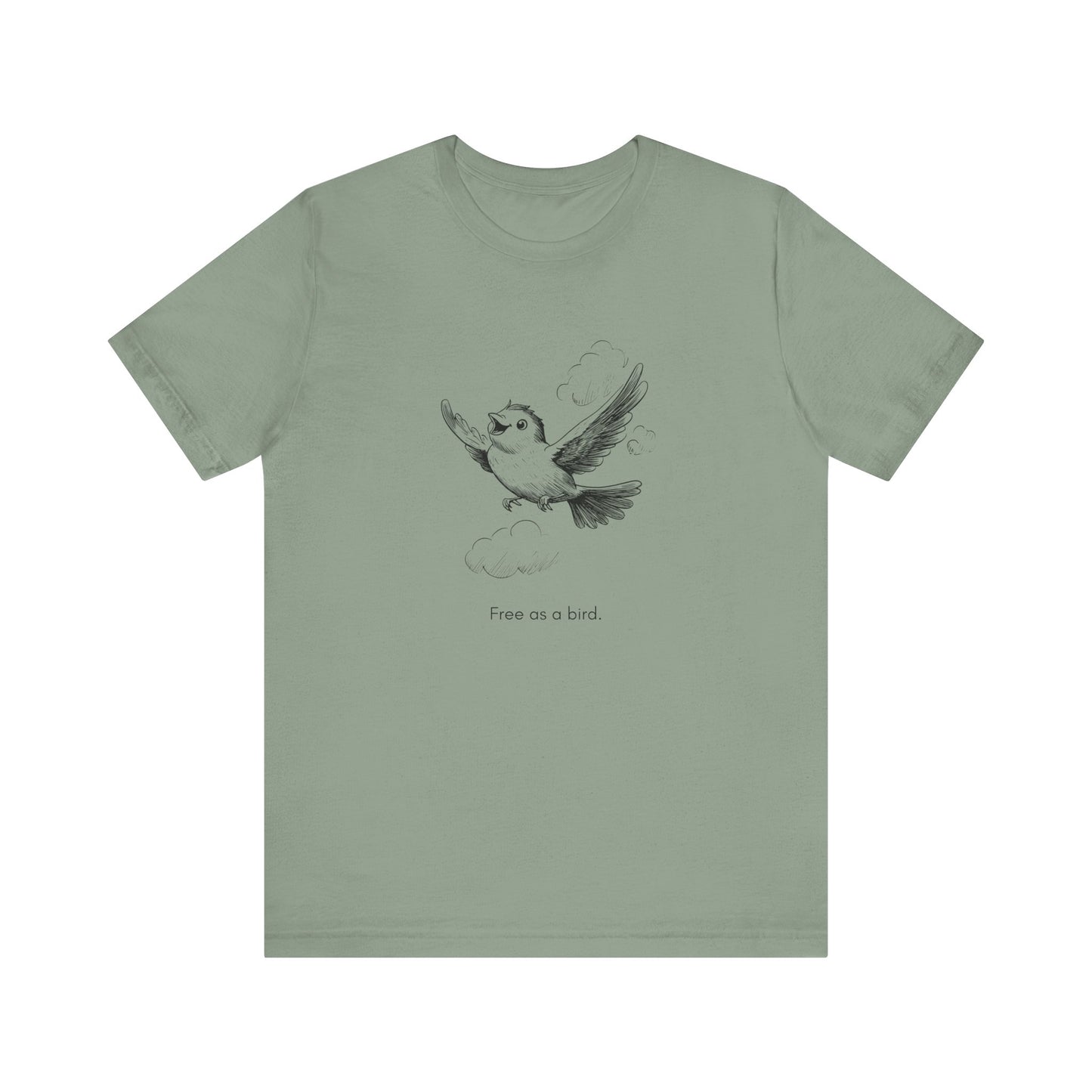 “Free as a bird.” Unisex Line Drawing Graphic T-Shirt