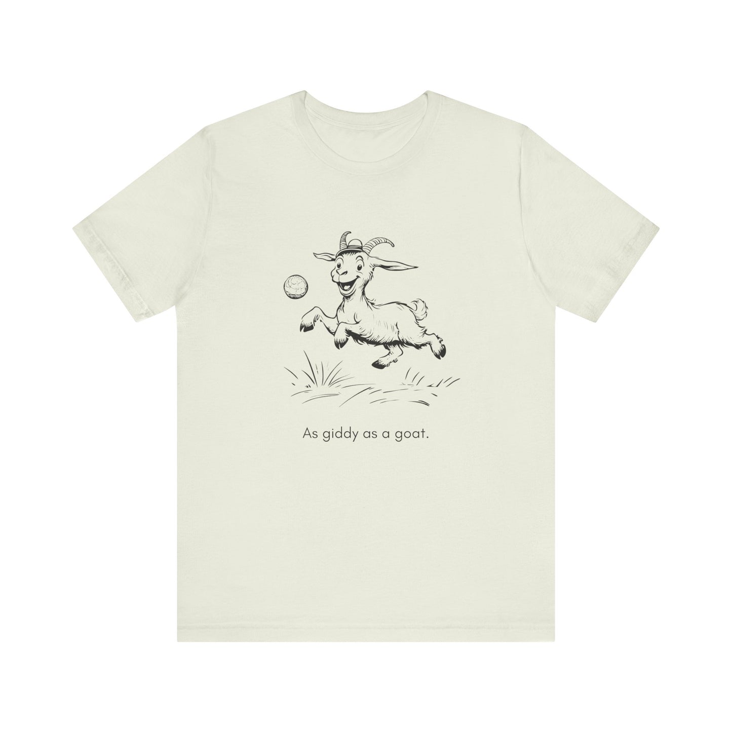 “As giddy as a goat.” Unisex Line Drawing Graphic T-Shirt