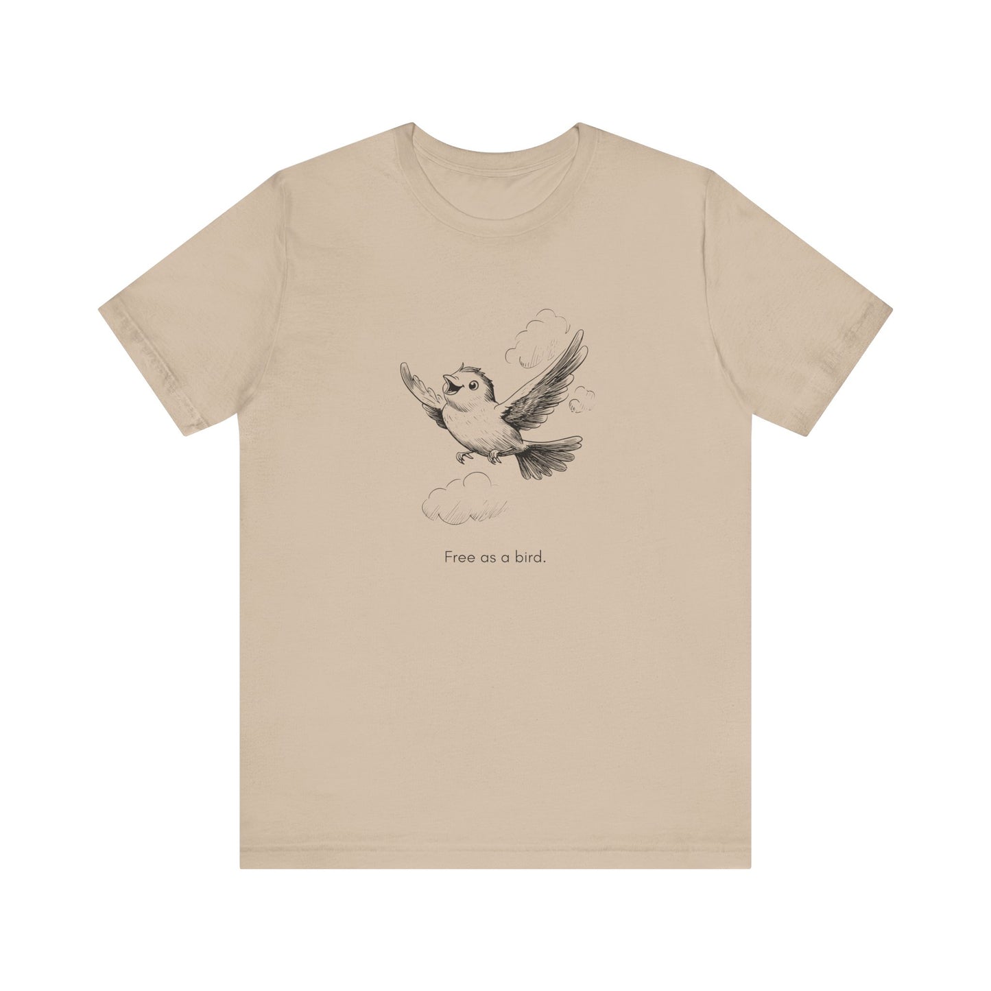 “Free as a bird.” Unisex Line Drawing Graphic T-Shirt