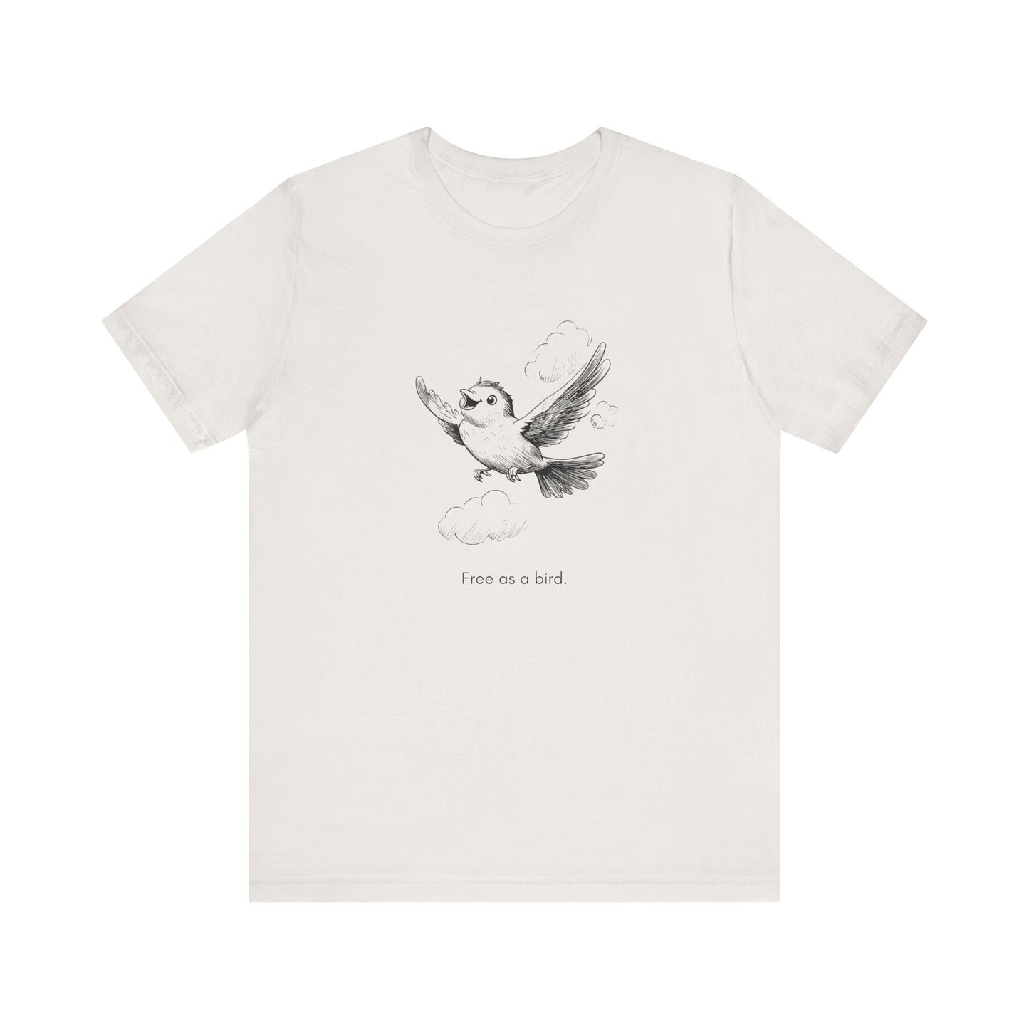 “Free as a bird.” Unisex Line Drawing Graphic T-Shirt