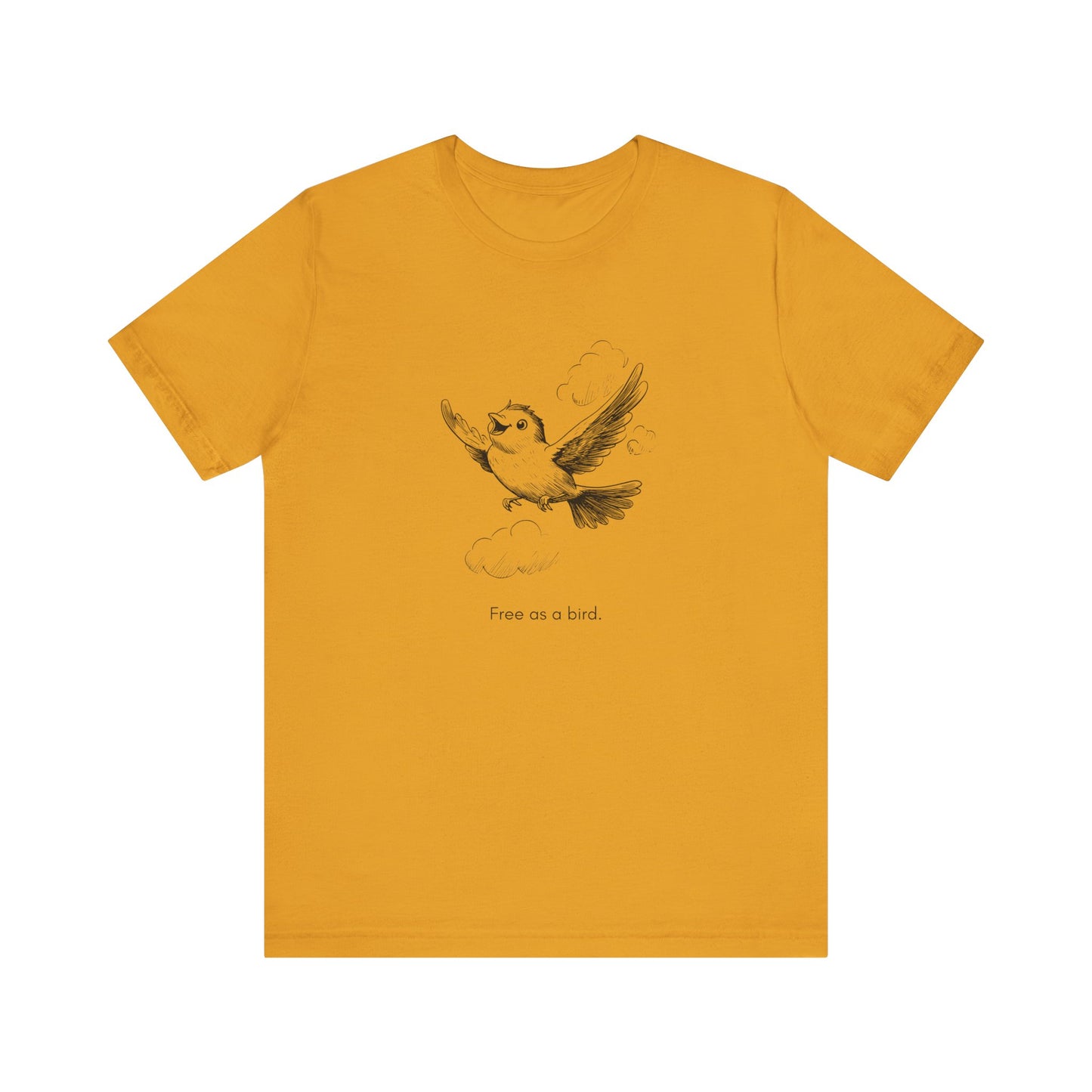 “Free as a bird.” Unisex Line Drawing Graphic T-Shirt