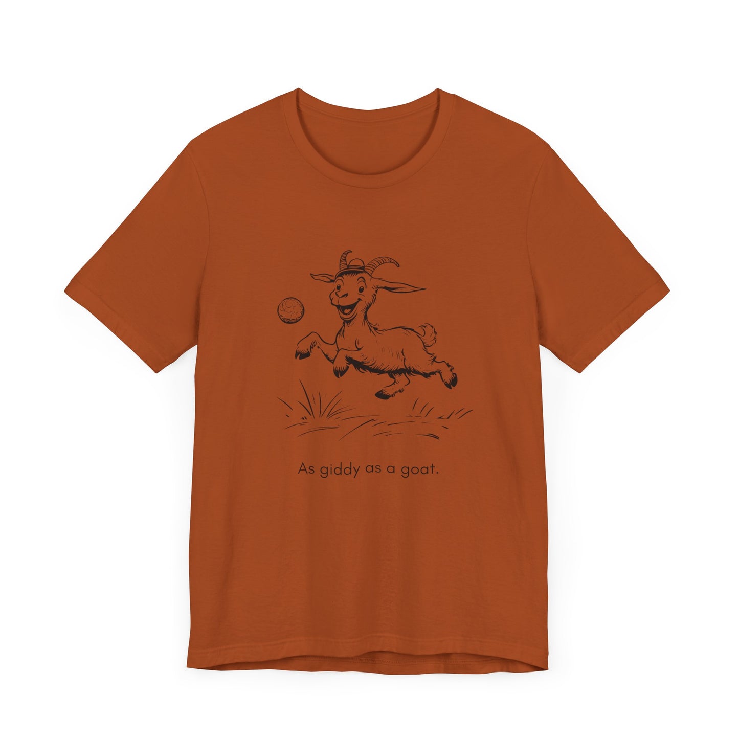 “As giddy as a goat.” Unisex Line Drawing Graphic T-Shirt