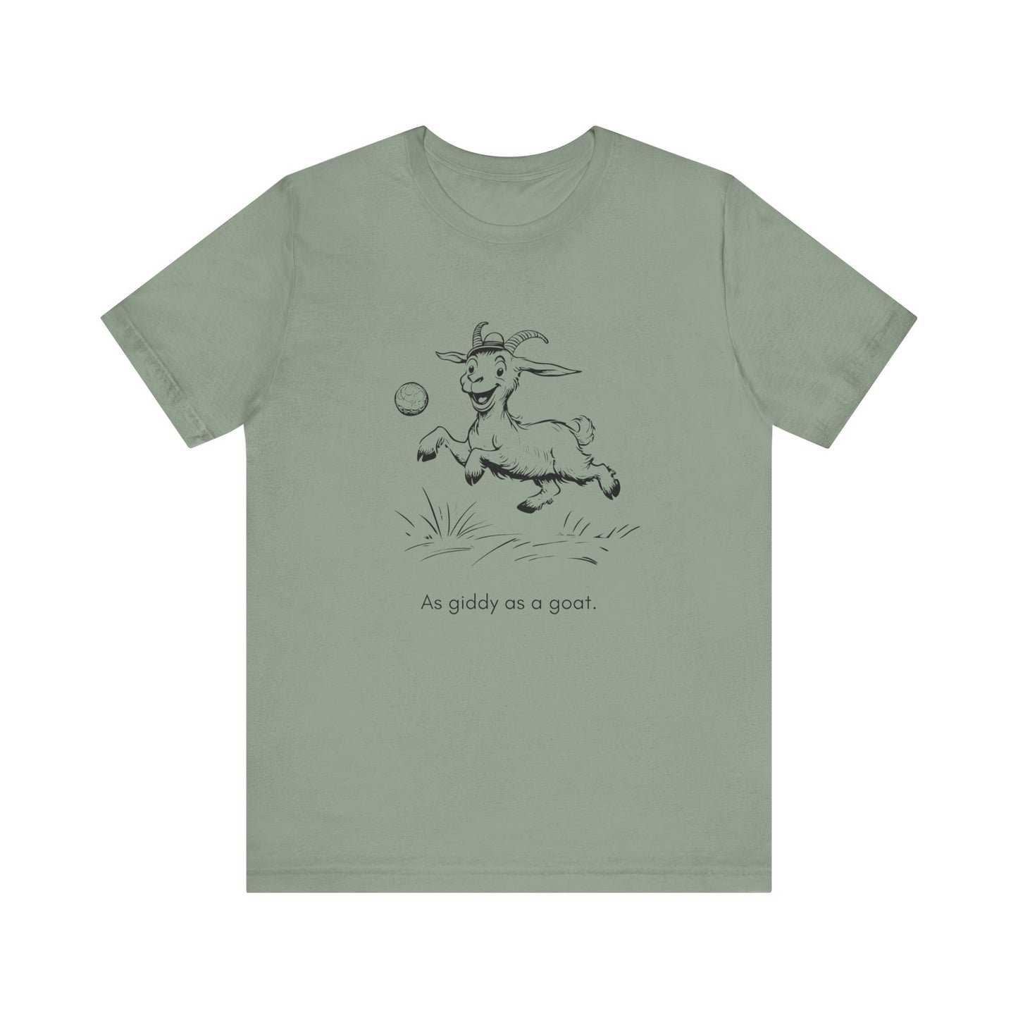 “As giddy as a goat.” Unisex Line Drawing Graphic T-Shirt