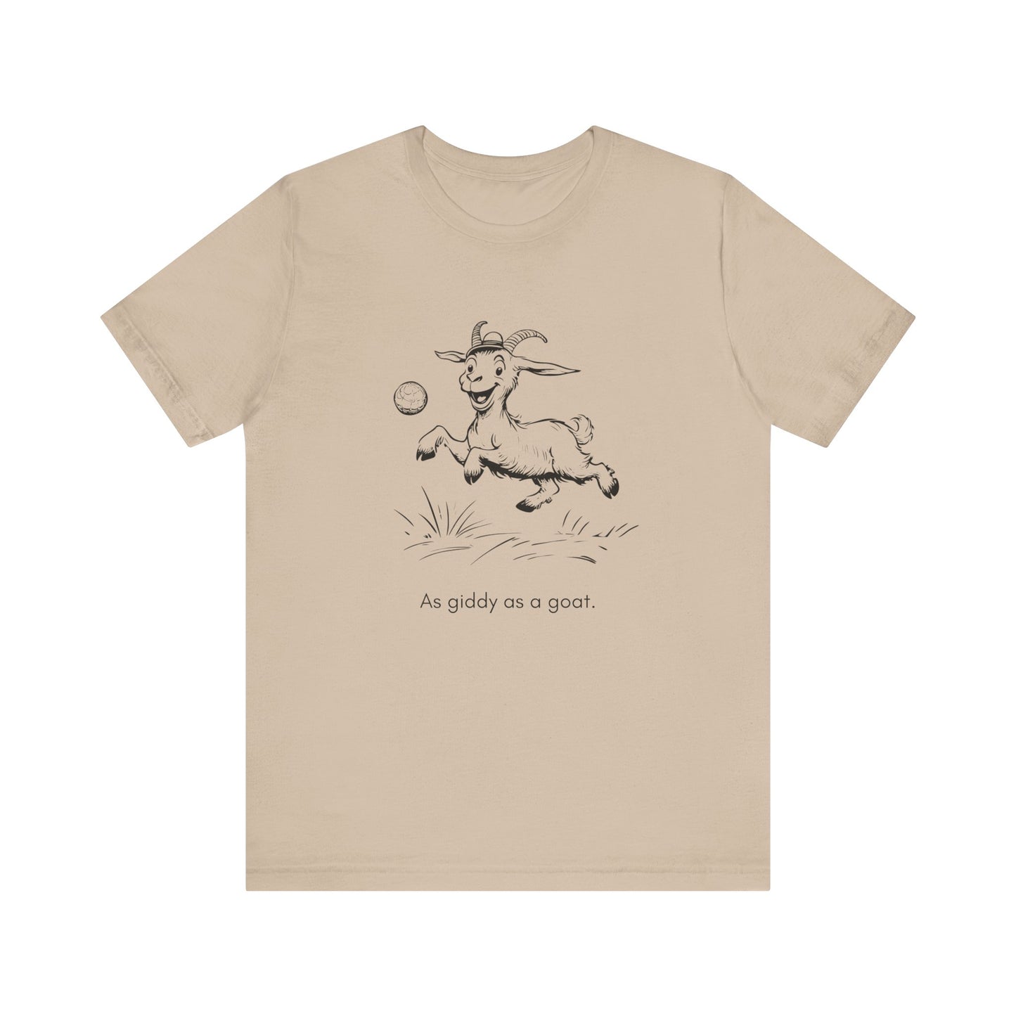 “As giddy as a goat.” Unisex Line Drawing Graphic T-Shirt